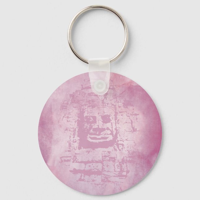 Bayon Ansikte Rosa Nyckelring (Framsida)