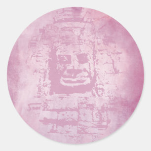 Bayon Ansikte Rosa Runt Klistermärke