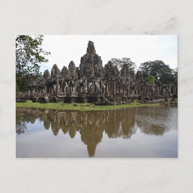 Bayon Temple vid Angkok Wat i Kambodja Vykort (Framsida)