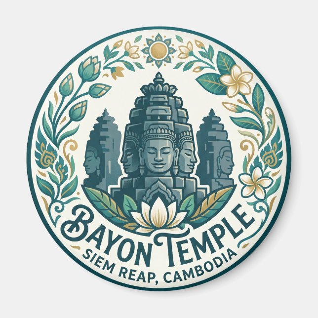 Bayon-templet Kambodja Magnet (Framsidan)