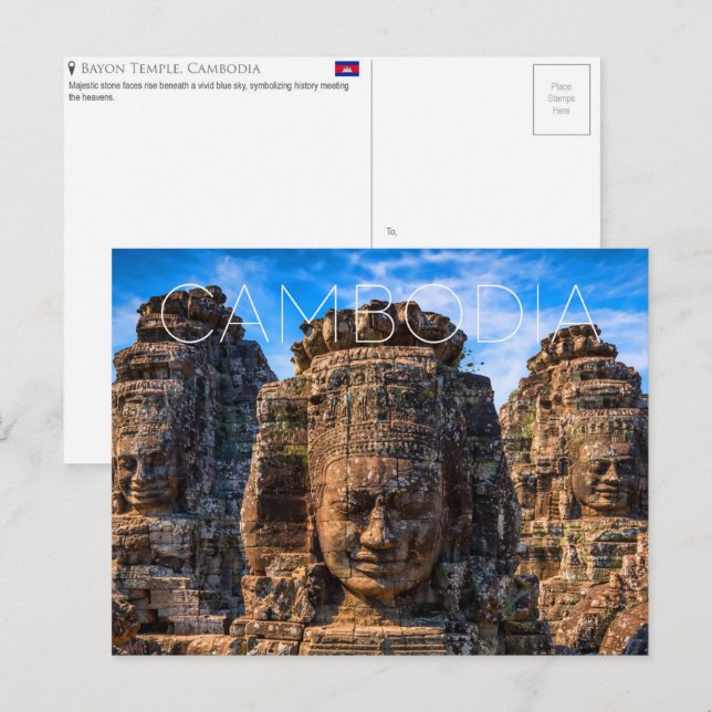 Bayon-templet, Kambodja Resebrevkort Vykort (Fram/baksida)