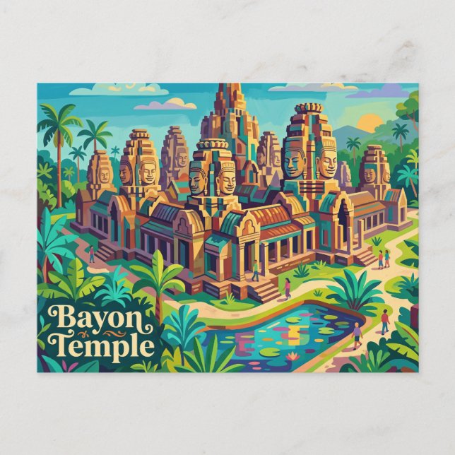 Bayon-templet Kambodja Vykort (Framsida)