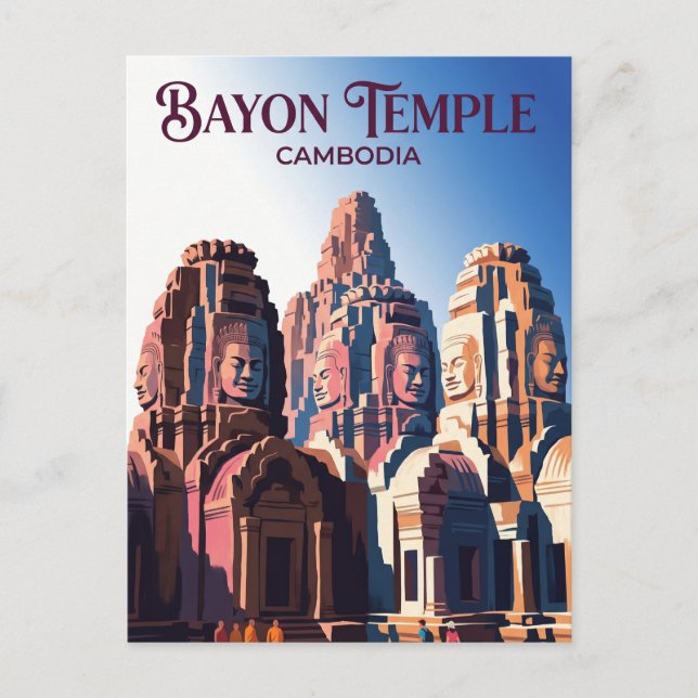 Bayon-templet Kambodja Vykort (Framsida)