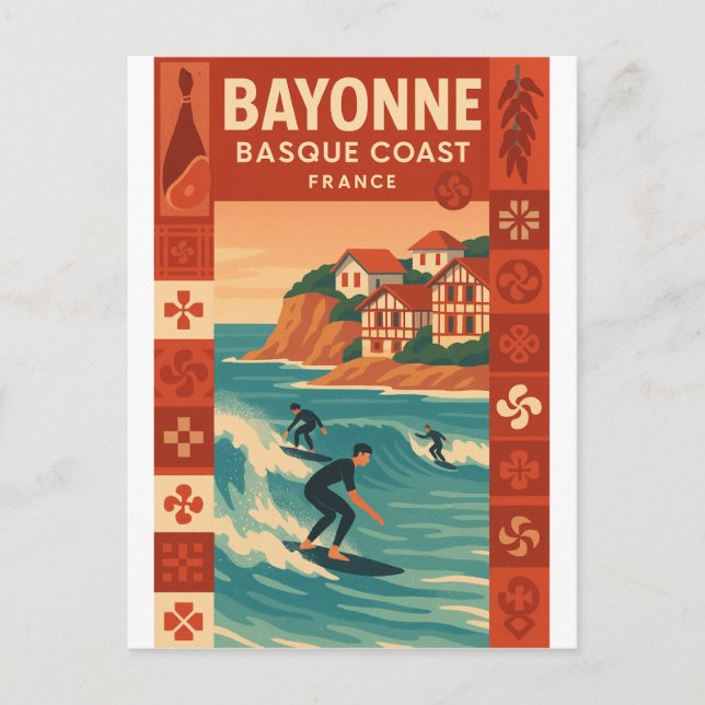 Bayonne — Franska Baskkusten Vykort (Framsida)