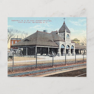 Bayonne, New jersey, Tåg, Station, Vintage Vykort