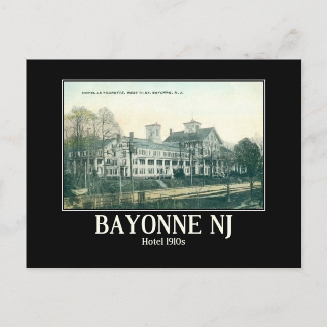 Bayonne NJ, Hotel La Tourette 1910-talet Vykort (Framsida)