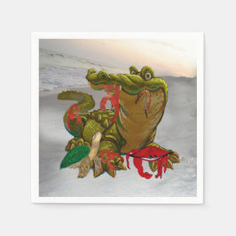 Bayou-alligator Cajun-servetter från min konst Pappersservett