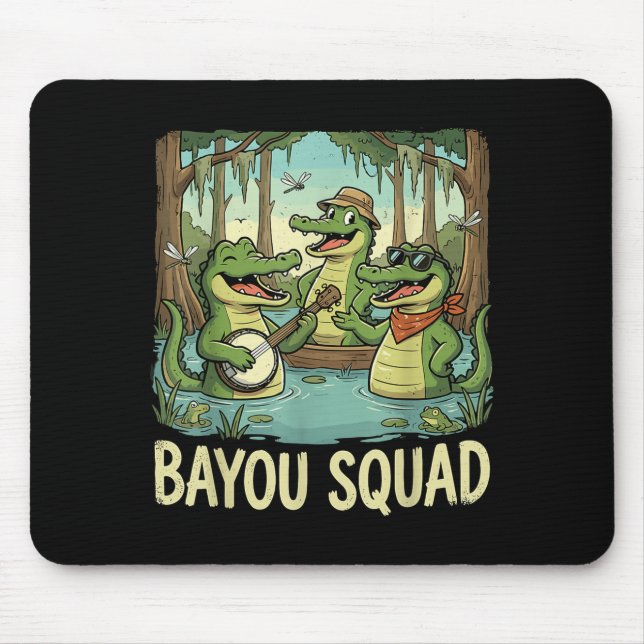 Bayou Squad Louisiana Alligator Retro Wildlife Tra Musmatta (Framsidan)