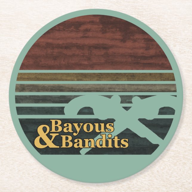 Bayous & Bandits Retro Sunset  Underlägg Papper Rund (Framsidan)