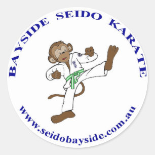 Bayside Monkey i Seido Gi Sticker Runt Klistermärke