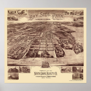 Bayside parkerar - drottningar, panorama- karta poster