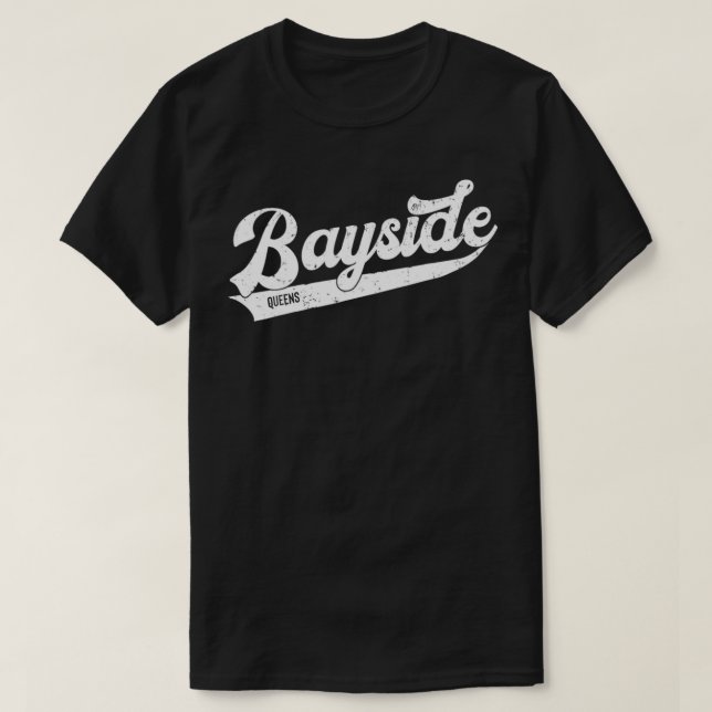Bayside Queens NYC Typographic Distressed Design  T Shirt (Design framsida)