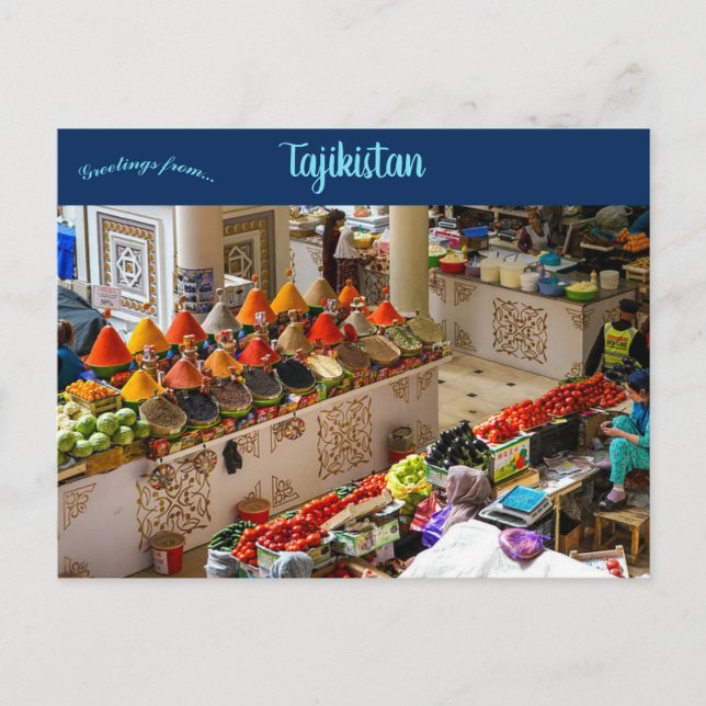 Bazaar i Tadzjikistan Vykort (Framsida)