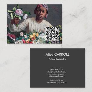 Bazille - Young Woman with Peonies - QR Code Visitkort