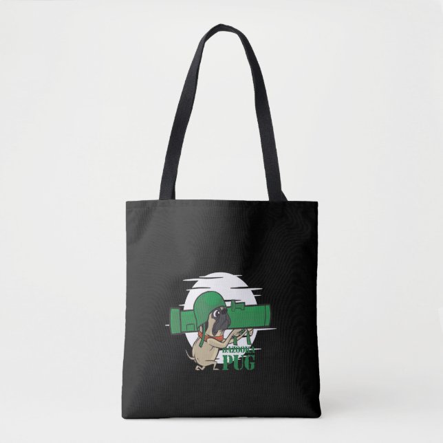 Bazooka Pug Funny Pug Hund Tygkasse (Framsida)