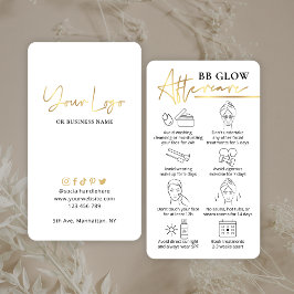 BB Glow Face After Care Guide White & Guld PMU Visitkort