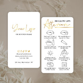 BB Glow Läppar Aftercare White & Guld PMU Artist Visitkort