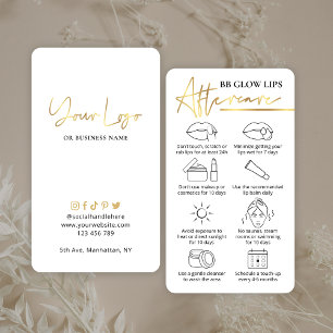 BB Glow Läppar Aftercare White & Guld PMU Artist Visitkort