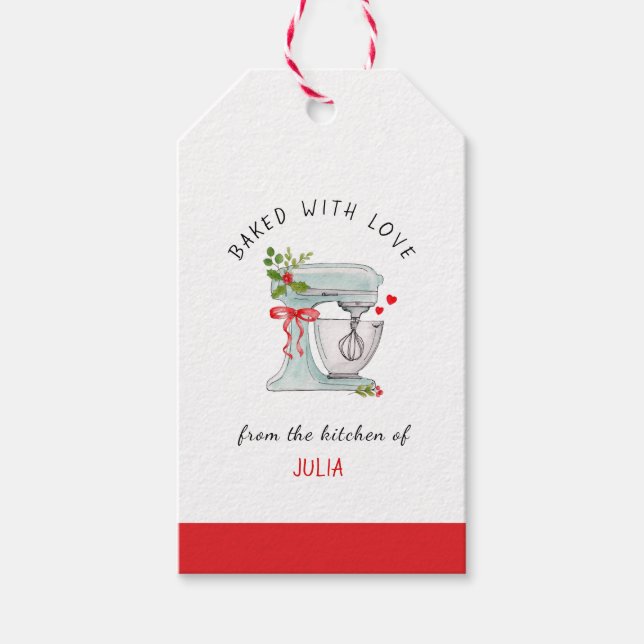 Bbakverk av bakverk "bakade med kärlek" Helgdag Presentetikett (Framsidan)