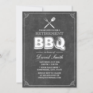 BBBQ Party Vintage Pension Framad kalkbräda Inbjudningar
