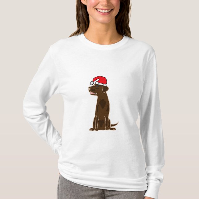 BBchoklad Labrador som ha på sig den Santa T-shirt (Framsida)