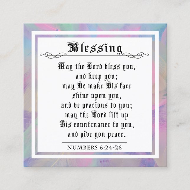 BBIble Pristic Blessing Pastel Feathers Note Card (Framsida)