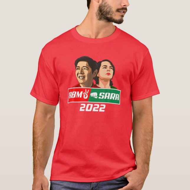 BBM Sara 2022 Duterte Inday President Red Bong Mar T Shirt (Framsida)