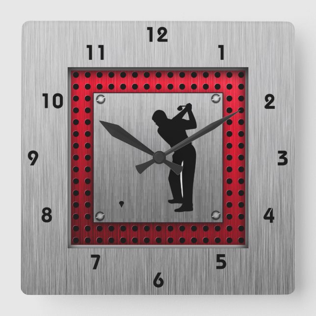 Bborstat aluminiumfolie (Golfer) Fyrkantig Klocka (Framsida)