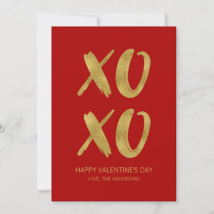 Bborstat guldfärgat XOXO-Valentinkort Julkort