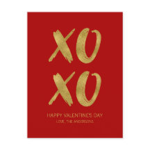 Bborstat gulfenad XOXO Valentine-vykort