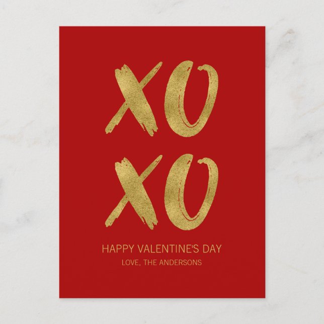 Bborstat gulfenad XOXO Valentine-vykort Helg Vykort (Framsida)