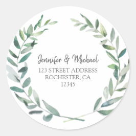 Bbotaniska olivoljefärgar löv Bröllop sälar Runt Klistermärke