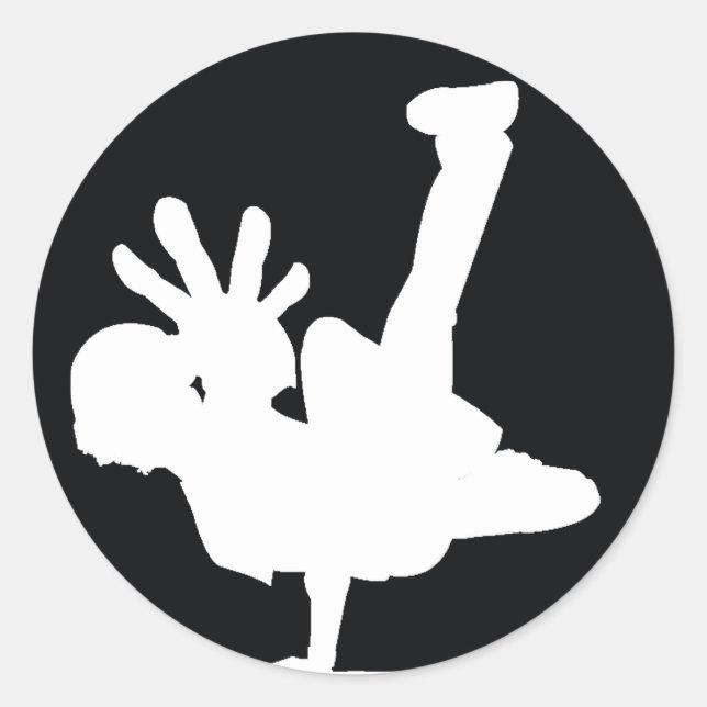 BBOY-etikett vit Runt Klistermärke (Framsida)