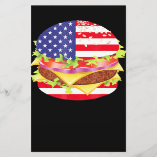 BBQ ÄLSKARE Hamburger USA flagga 4:e juli-BBQ Brevpapper