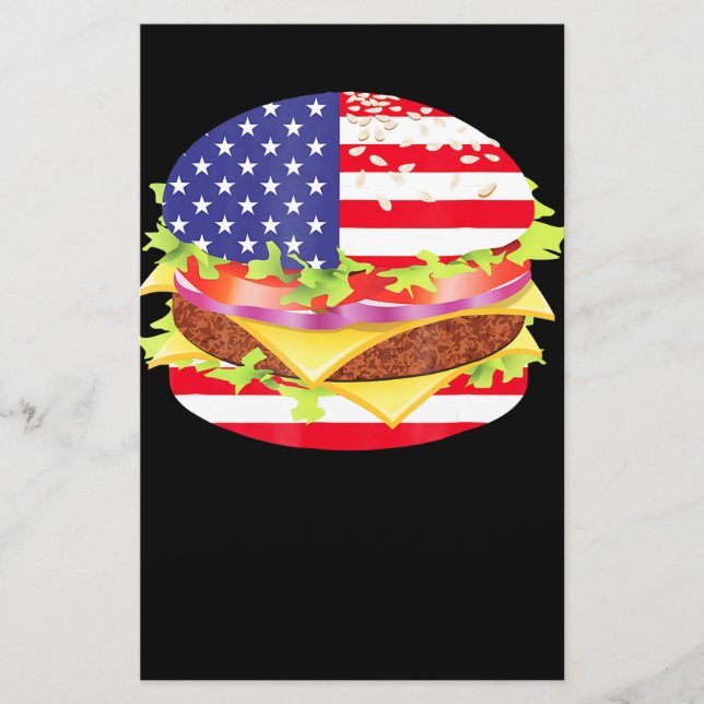 BBQ ÄLSKARE | Hamburger USA flagga 4:e juli-BBQ Brevpapper (Framsida)