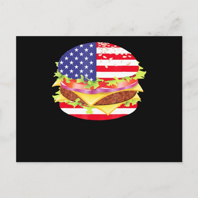BBQ ÄLSKARE | Hamburger USA flagga 4:e juli-BBQ Helg Vykort (Framsida)
