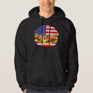 BBQ ÄLSKARE Hamburger USA flagga 4:e juli-BBQ Hoodie