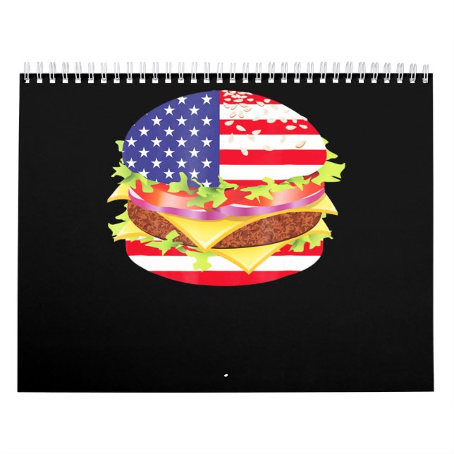 BBQ ÄLSKARE | Hamburger USA flagga 4:e juli-BBQ Kalender (Omslag)