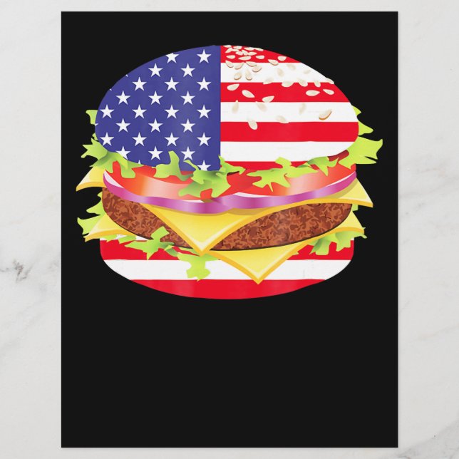 BBQ ÄLSKARE | Hamburger USA flagga 4:e juli-BBQ Reklamblad (Framsidan)