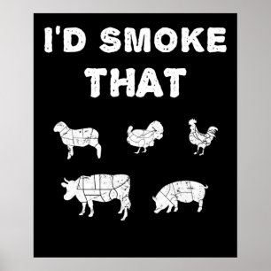 BBQ ÄLSKARE ID-rök som Chef Smoker BBQ-gåvor Poster