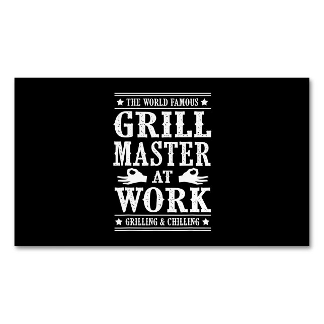BBQ-Älskare| World Berömd Grill Master On Work Magnetiska Visitkort (Framsida)