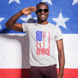 BBQ American Flagga Faded T Shirt