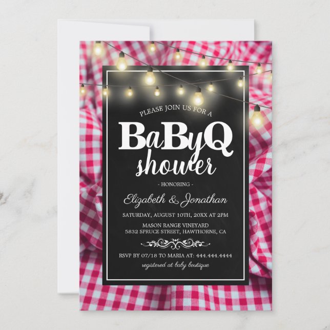 BBQ Baby Par Shower | BaByQ Barbecue Inbjudningar (Framsida)