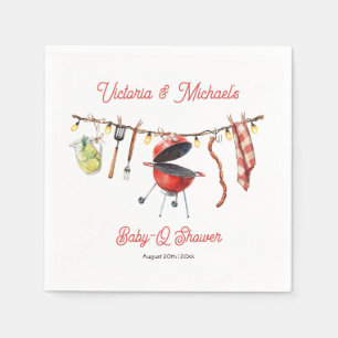 BBQ Baby-Q Baby Shower Gingham clothesline Pappersservett