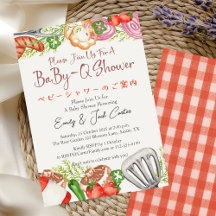 BBQ Baby Shower BabyQ Food Red Gingham Rustic