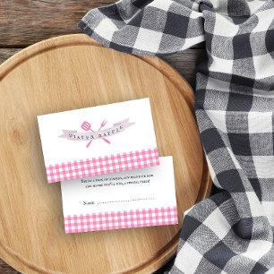BBQ Baby Shower Blöja Lotteri Vintage Rosa Randig Tilläggskort