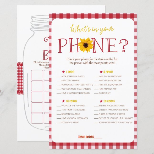 BBQ Baby Shower Games Bingo, Mobila spel (Fram/baksida)