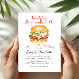 BBQ Baby Shower Grill Burger Rustic Red Gingham Inbjudningar