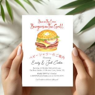 BBQ Baby Shower Grill Burger Rustic Red Gingham Inbjudningar