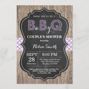 BBQ Baby Shower-inbjudan Baby Q-Lila Inbjudningar